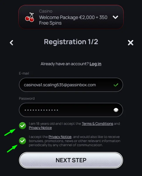 registaration form step one